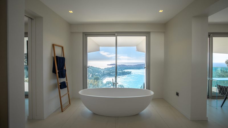 The bath in the master suite