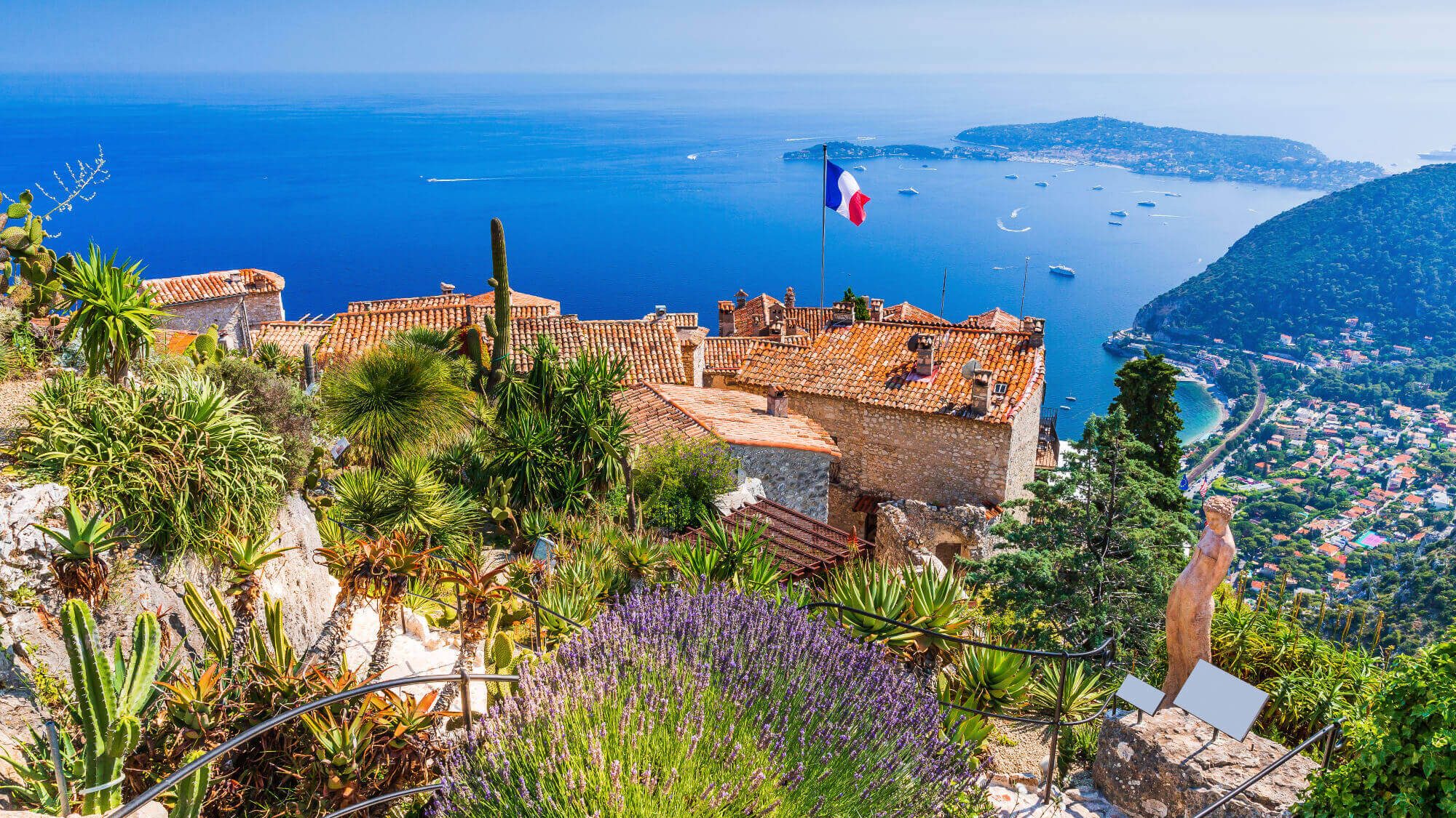 A picture of Eze Village seen from the exotic garden